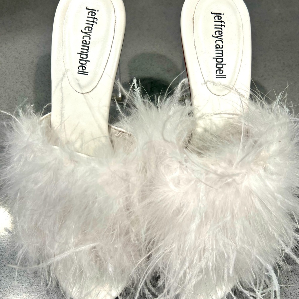 Jeffrey Campbell Feather Heels - White - Size 8